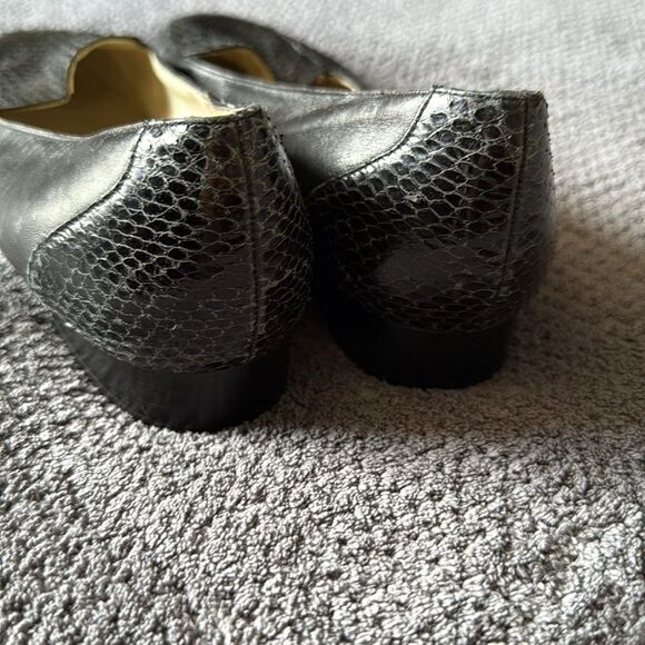 Nordstrom Black Textured Leather Loafers Slip On Flat Shoes Size‎ 8.5 - Picture 5 of 10